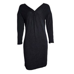 ANN TAYLOR LOFT Outlet Lounge Solid All Black 3/4 Sleeve Dress Womens S‎ Small